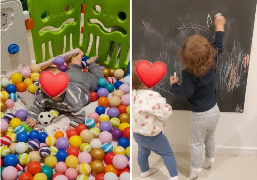 Piscine à balles et tableau